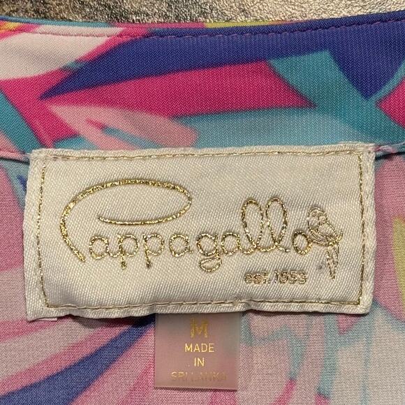 Pappagallo Dress Bell Sleeve Coastal Preppy Tropical Retro Bright Bold Medium - Picture 3 of 7